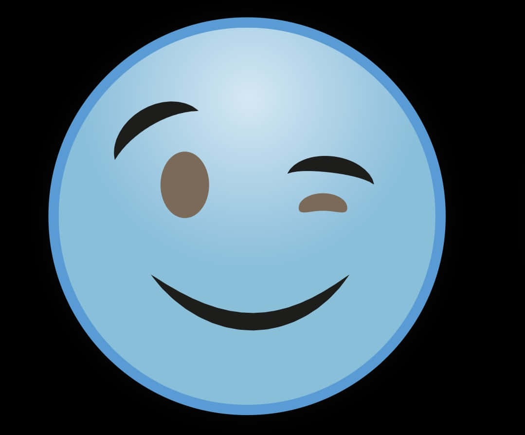 blue smiley face, cartoon emoji, winks with one eye, SD Desktop Wallpaper