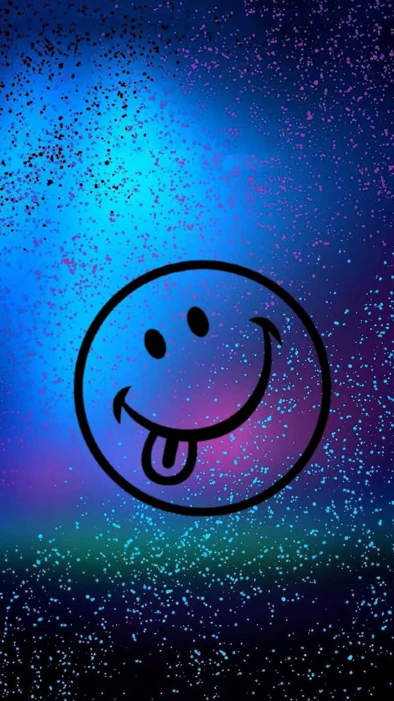 blue smiley face, starry background, cosmic background, HD Phone Wallpaper
