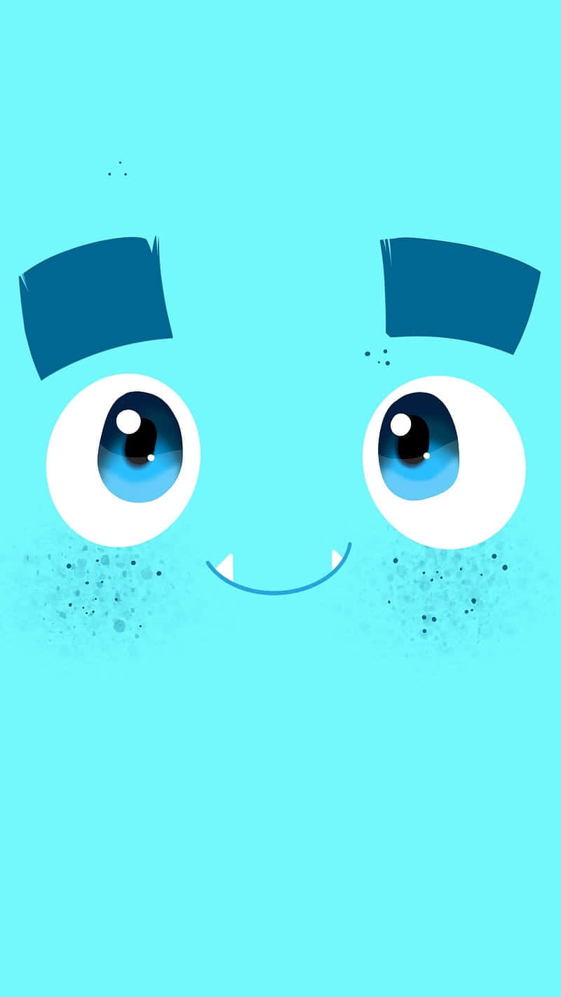 Blue Smiley Face, cartoon monster, big blue eyes, HD Phone Wallpaper