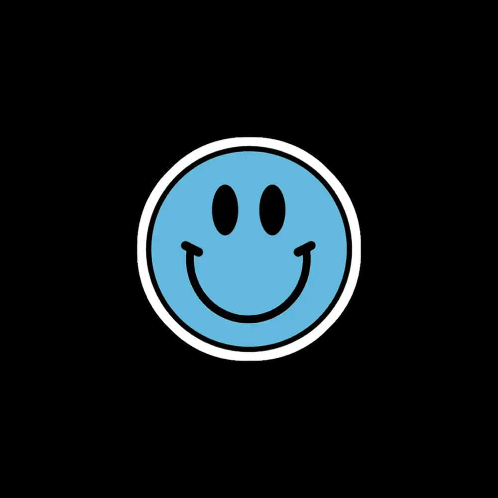 blue smiley face, black eyes, curved mouth, SD Desktop Wallpaper