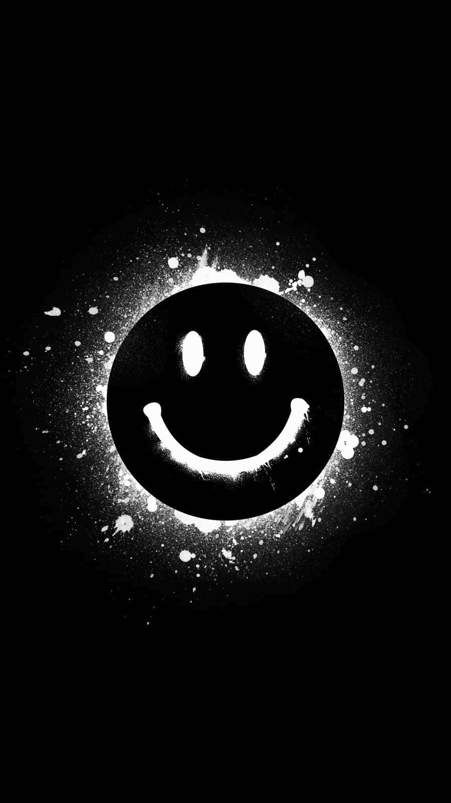 black smiley face, white eyes, white eyes and grin, HD Phone Wallpaper