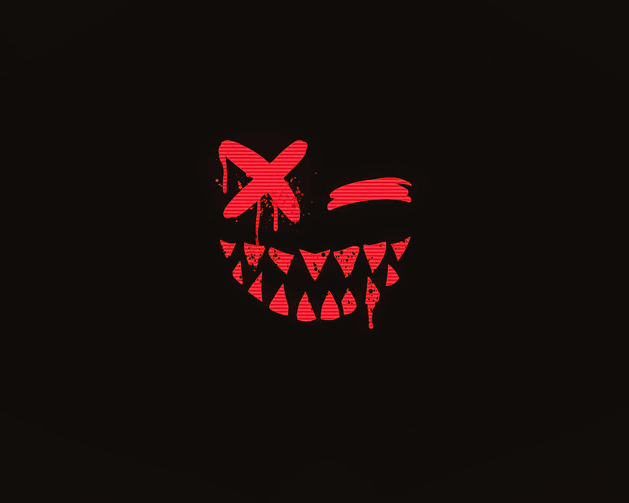 Red Smile In Black, red cartoon face, X eyes, HD Desktop Wallpaper