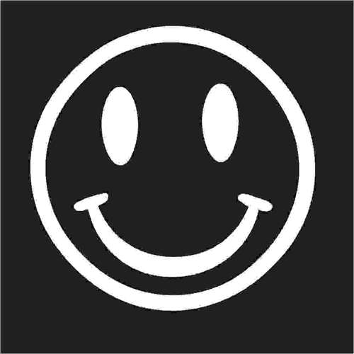 black background, white smiley face, oval eyes, SD Desktop Wallpaper