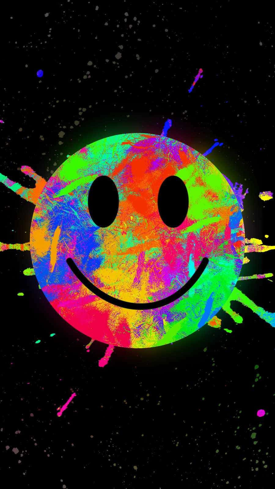 Colorful iPhone, rainbow smiley face, neon paint, HD Phone Wallpaper