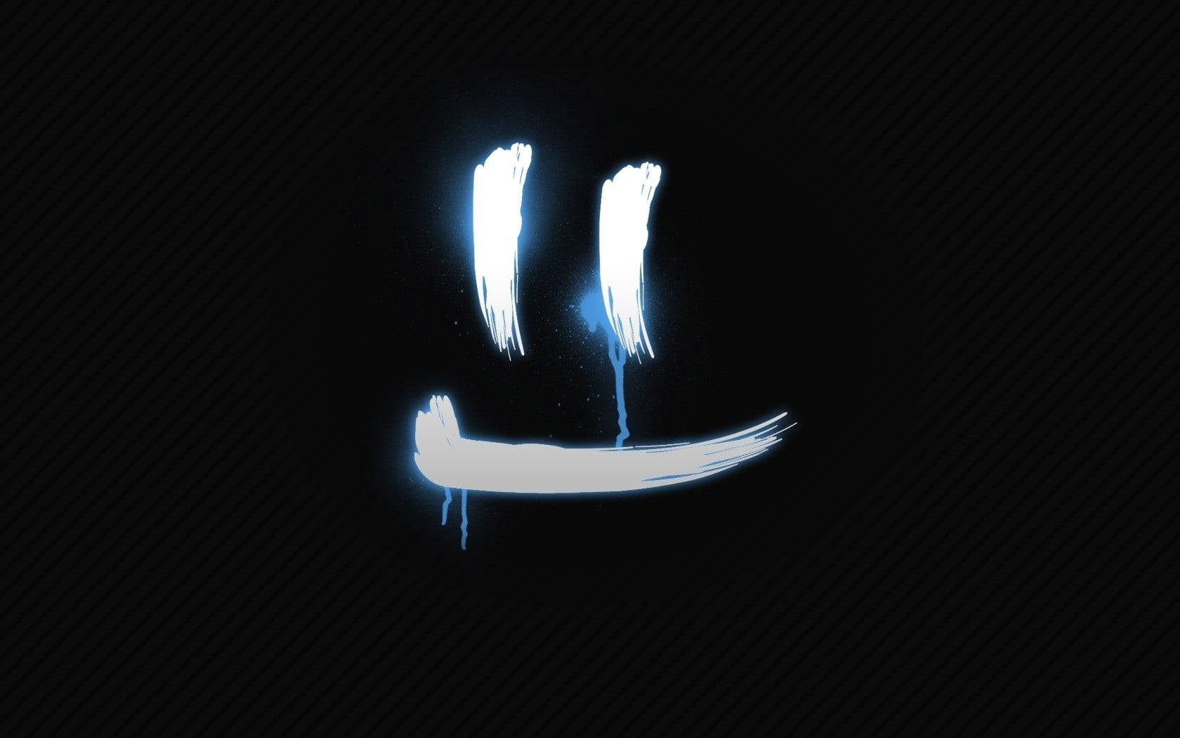 Happy Emoji, glowing blue brushstroke, dripping paint, HD Desktop Wallpaper
