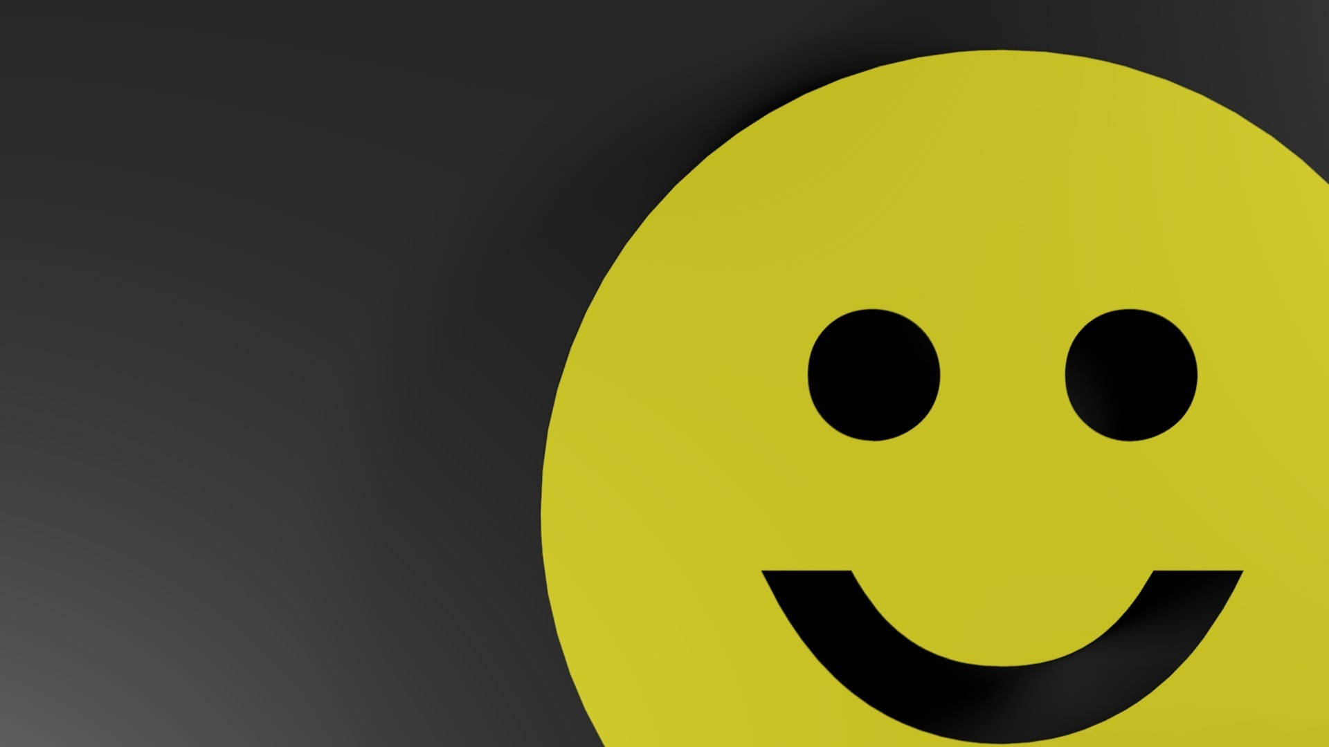 yellow smiley face, black eyes, black mouth, Full HD Desktop Wallpaper