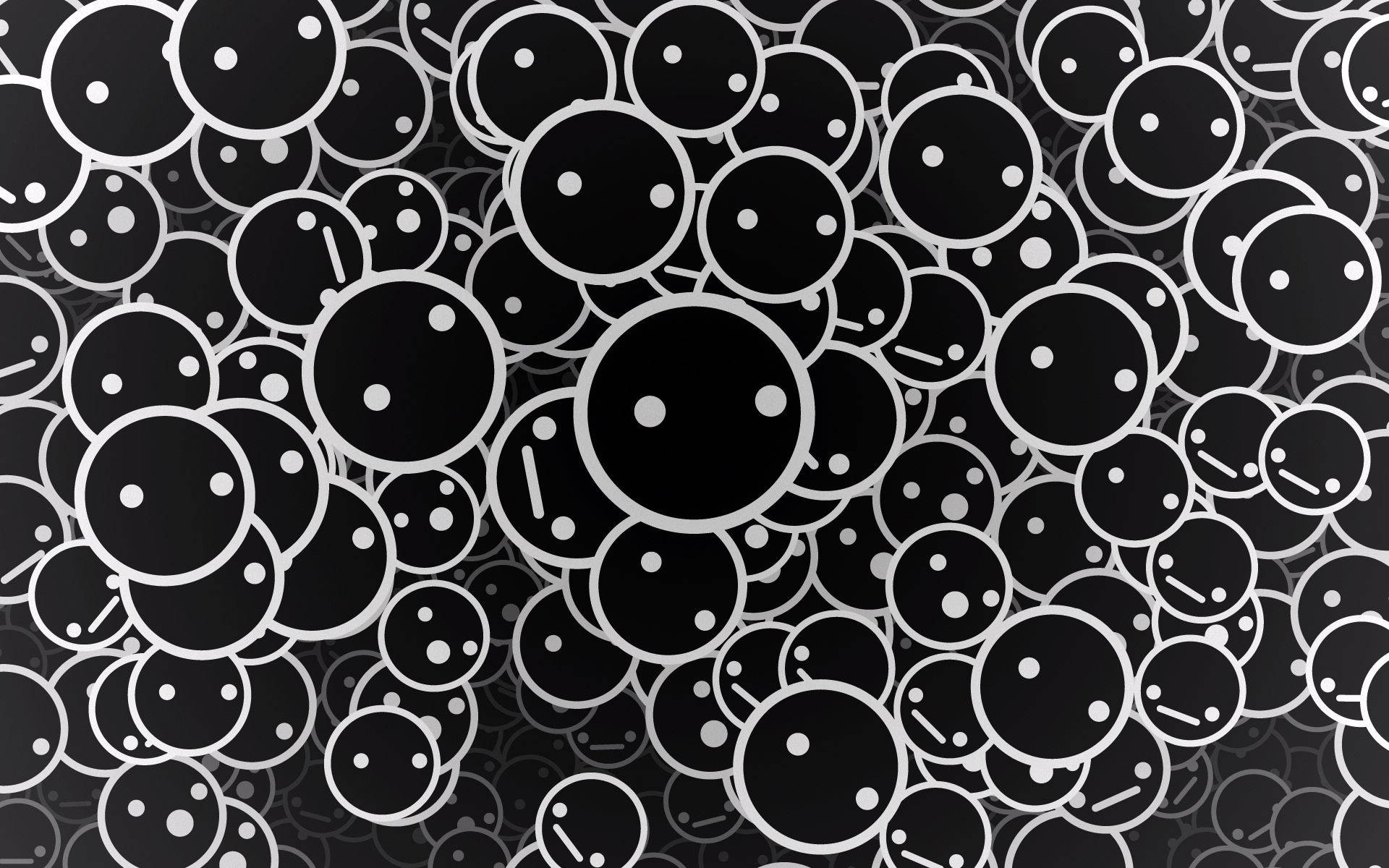 blank and white smiley without mouth, minimalist black and white circular faces, hypnotic pattern, Full HD Desktop Wallpaper