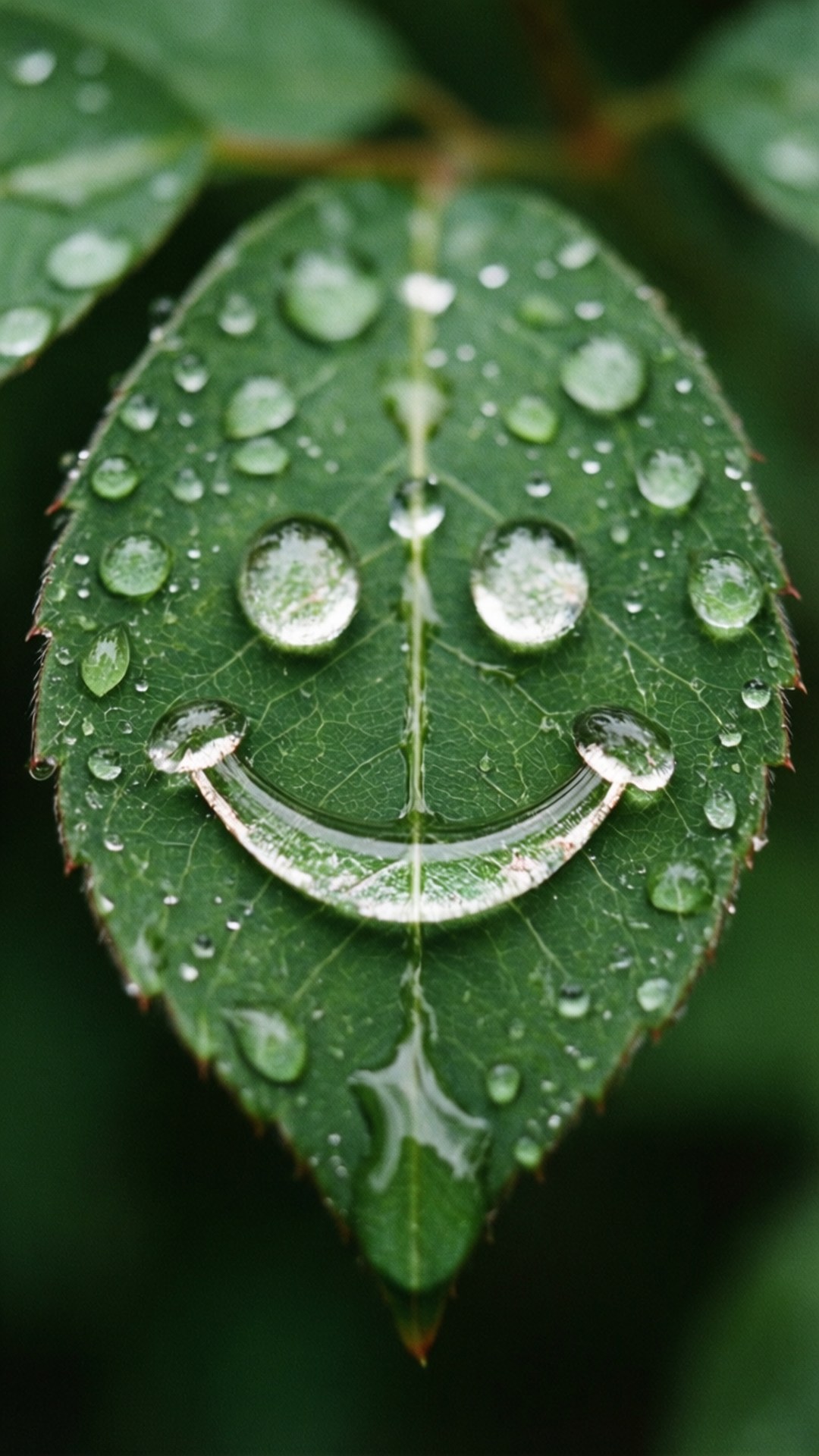 dew drop smiley, macro shot, water droplets, Full HD Phone Wallpaper