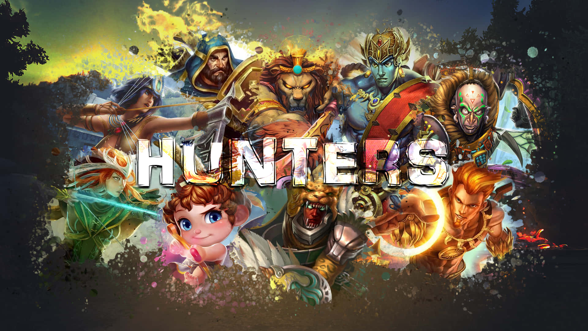 Smite, fantasy hunters, glowing weapons, Full HD Desktop Wallpaper
