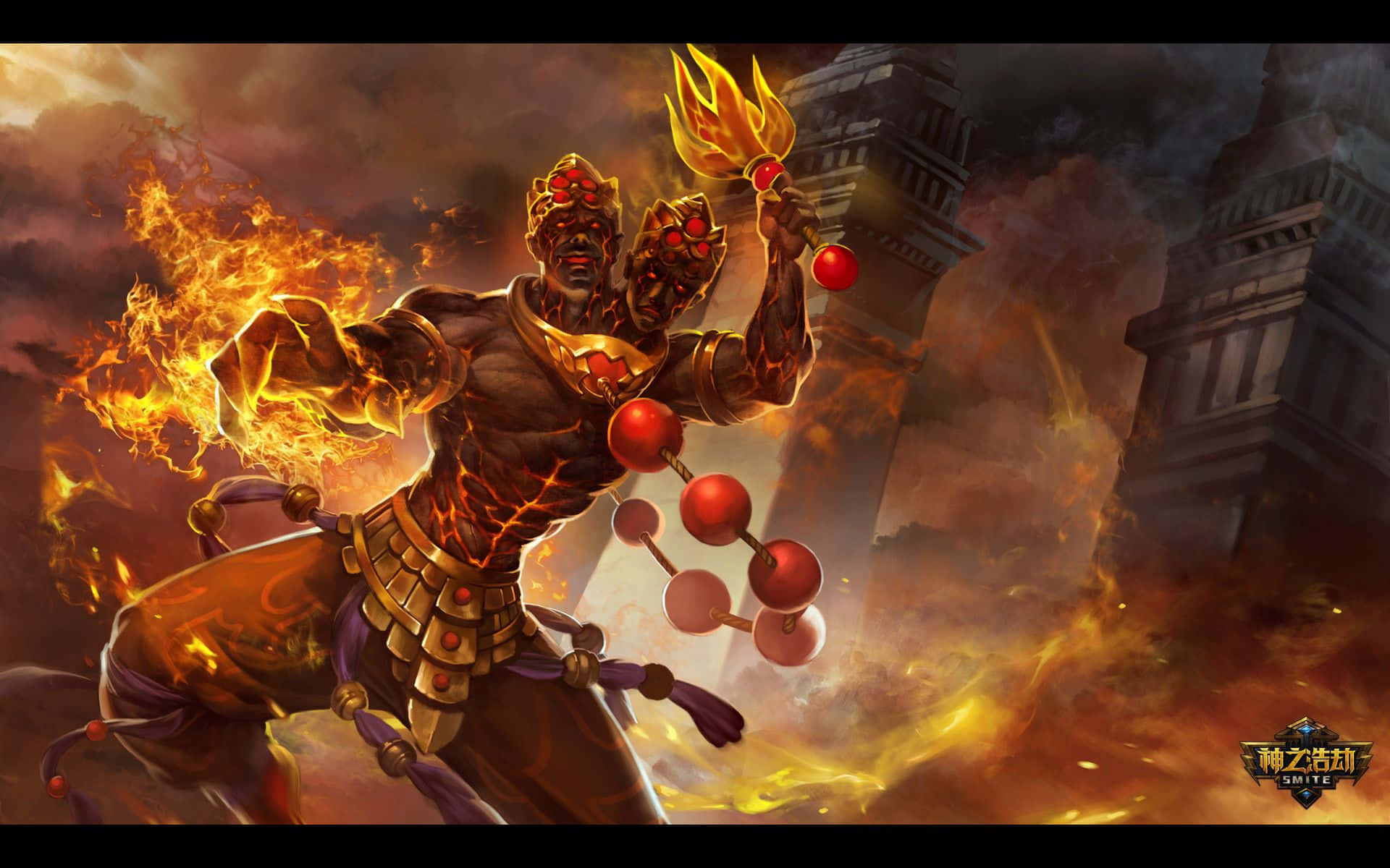 Smite, demon, fire scene, Full HD Desktop Wallpaper