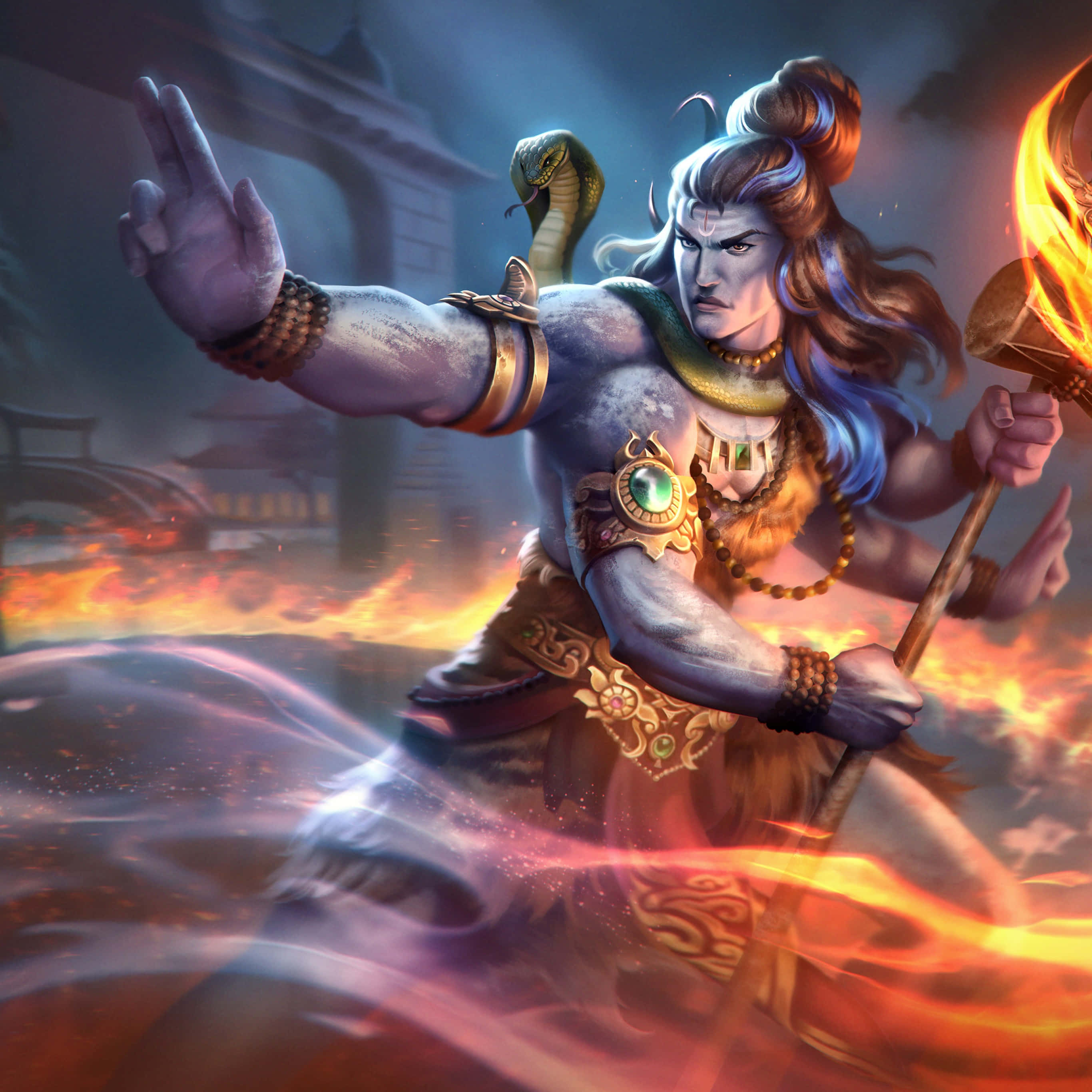 Smite, lord of the gods, blue skin, 2K Desktop Wallpaper