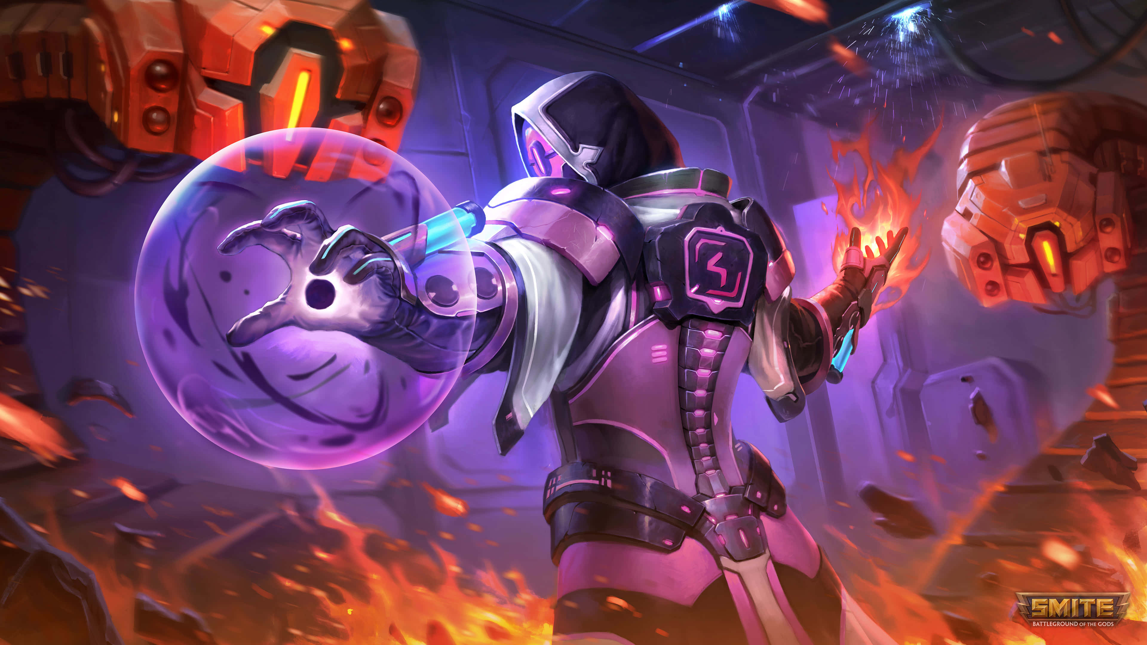 Smite, hooded warrior, futuristic armor, 4K Desktop Wallpaper