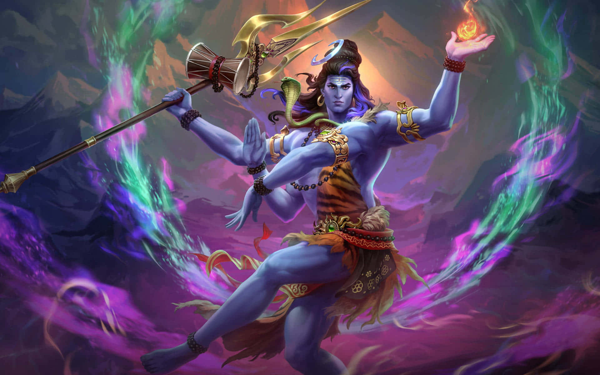 SMITE, blue-skinned Hindu deity, multiple arms, Full HD Desktop Wallpaper