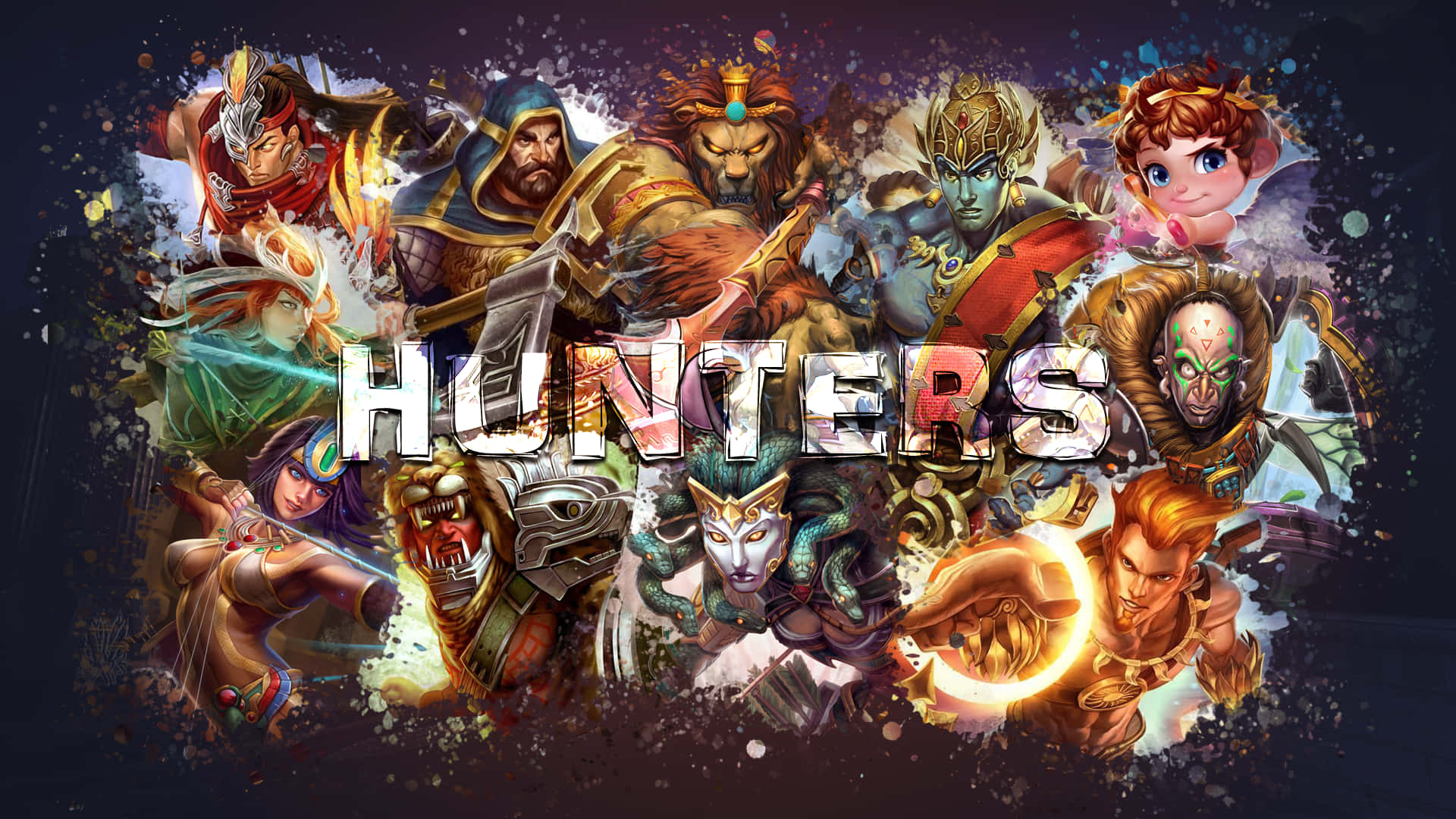 Smite, fantasy hunters, glowing weapons, Full HD Desktop Wallpaper