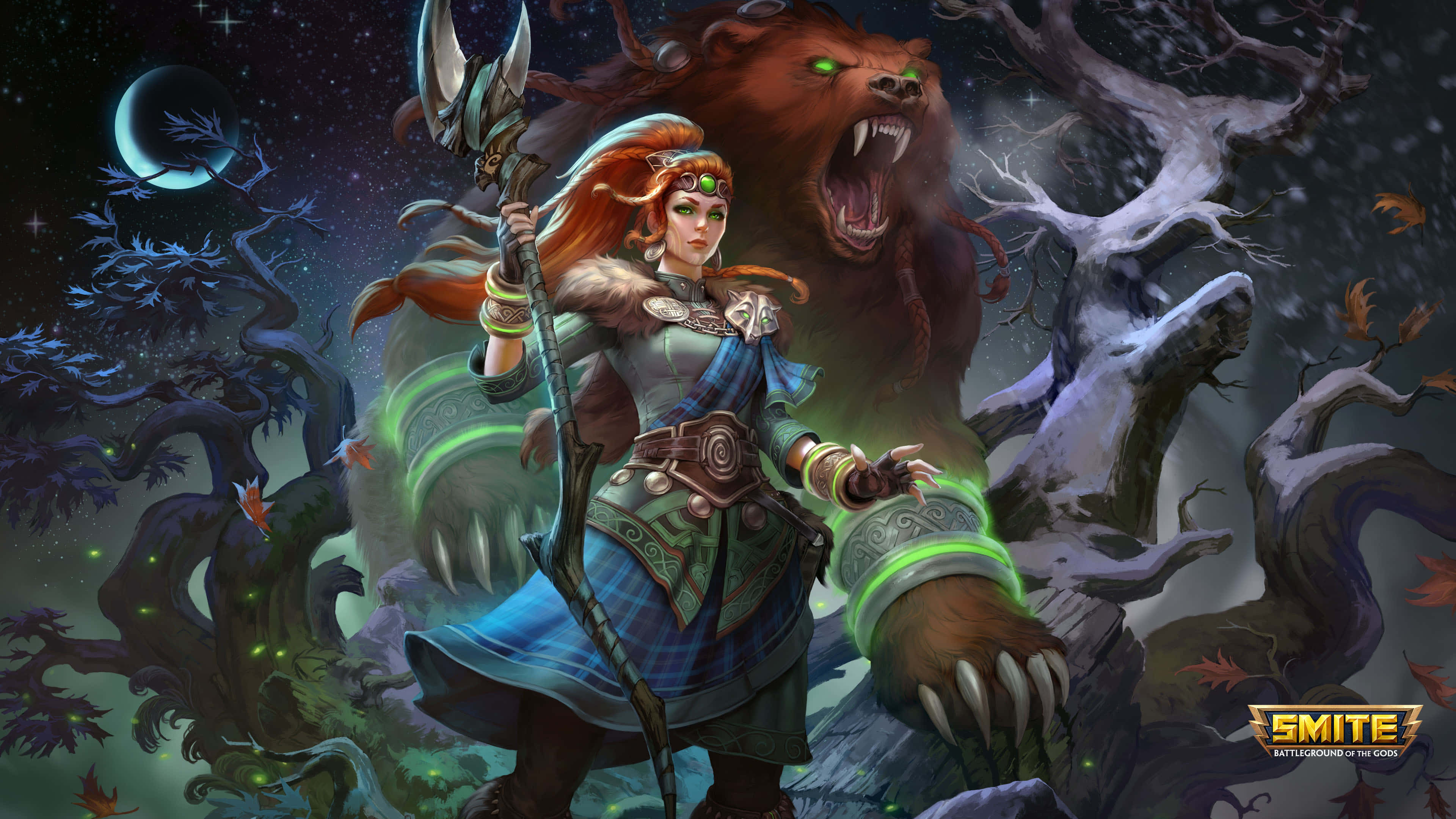 Smite, warrior woman, red hair, 4K Desktop Wallpaper