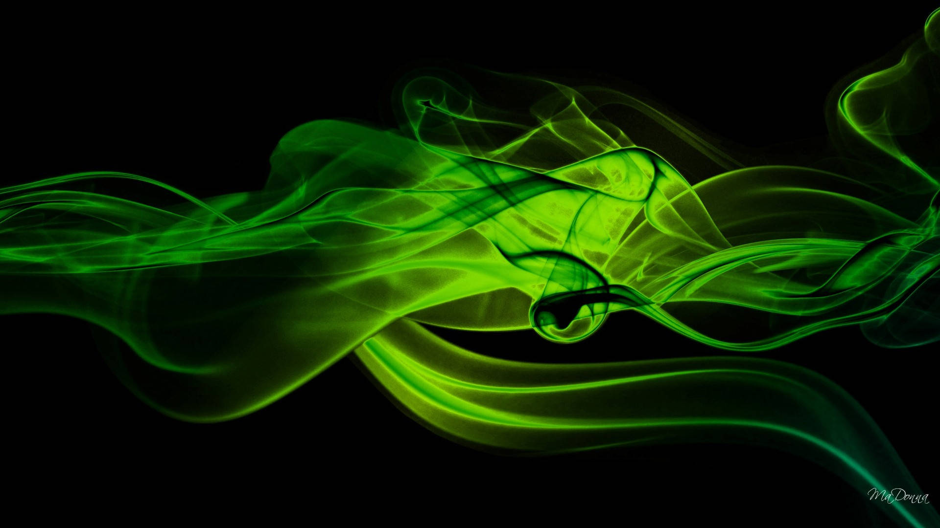 neon green, smoke, black background, Full HD Desktop Wallpaper