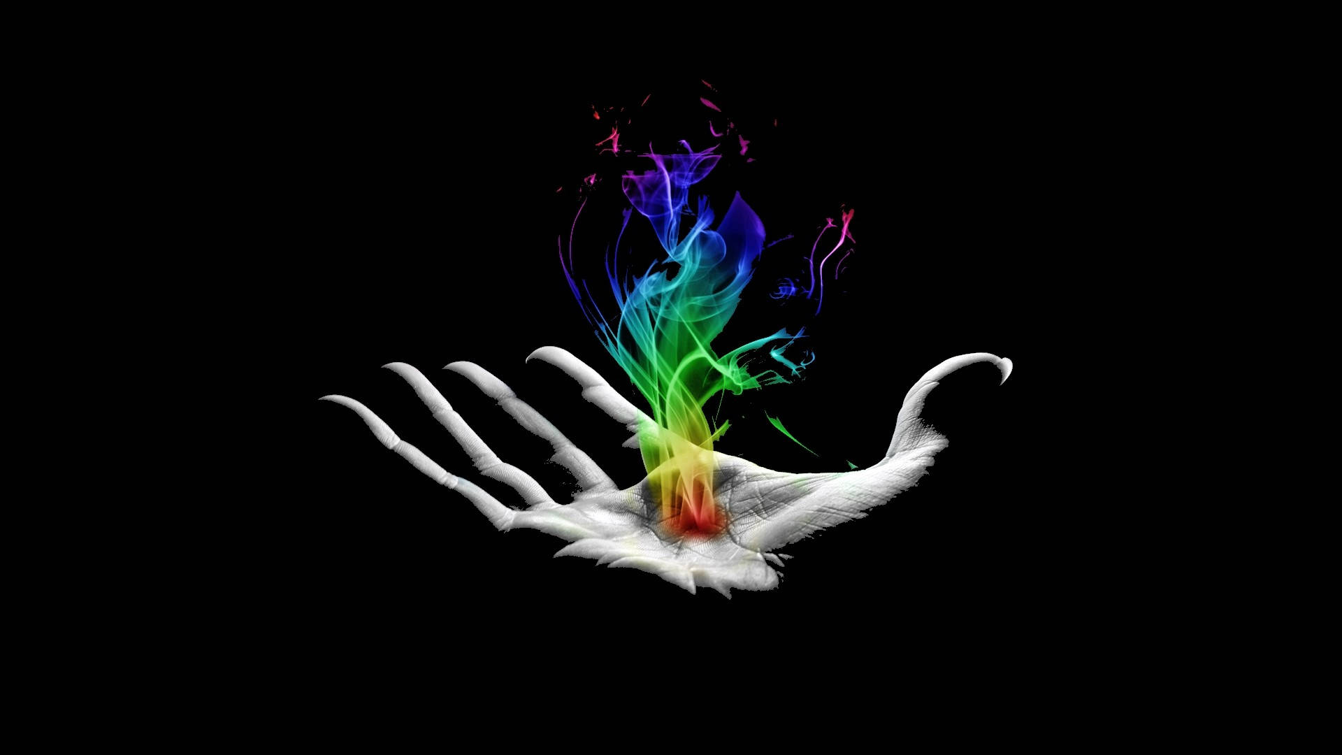 open palm, smoke HD, white skeletal hand, Full HD Desktop Wallpaper