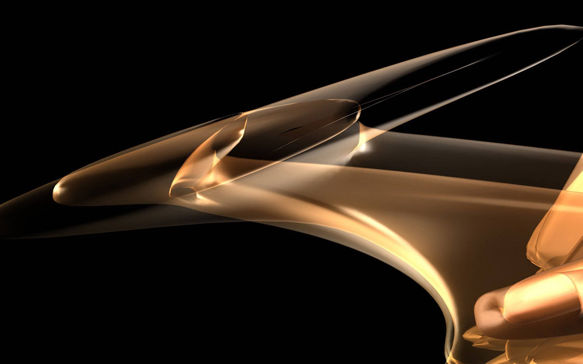 Black And Gold Smoke HD, golden abstract sculpture, flowing curves, Full HD Desktop Wallpaper