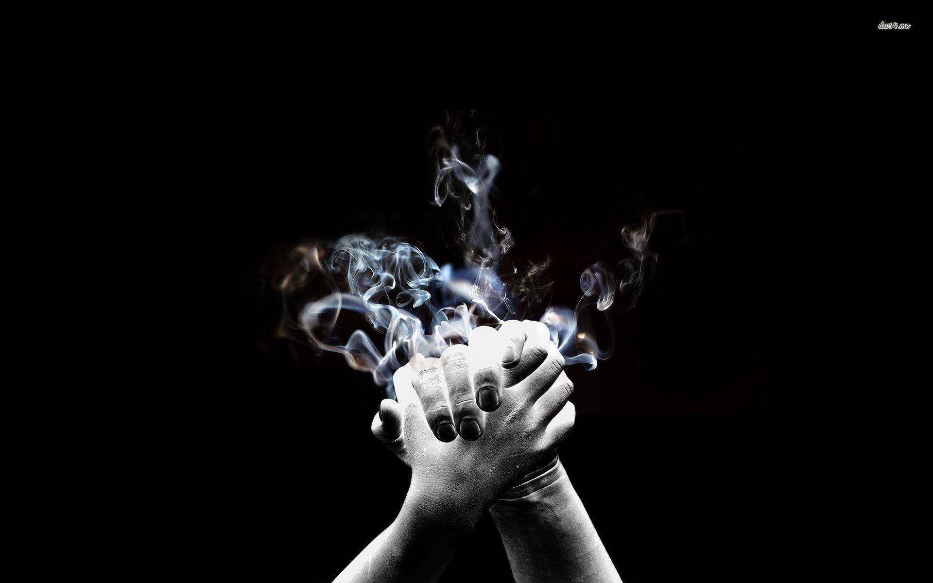 Smoke HD, blue smoke, black background, Full HD Desktop Wallpaper