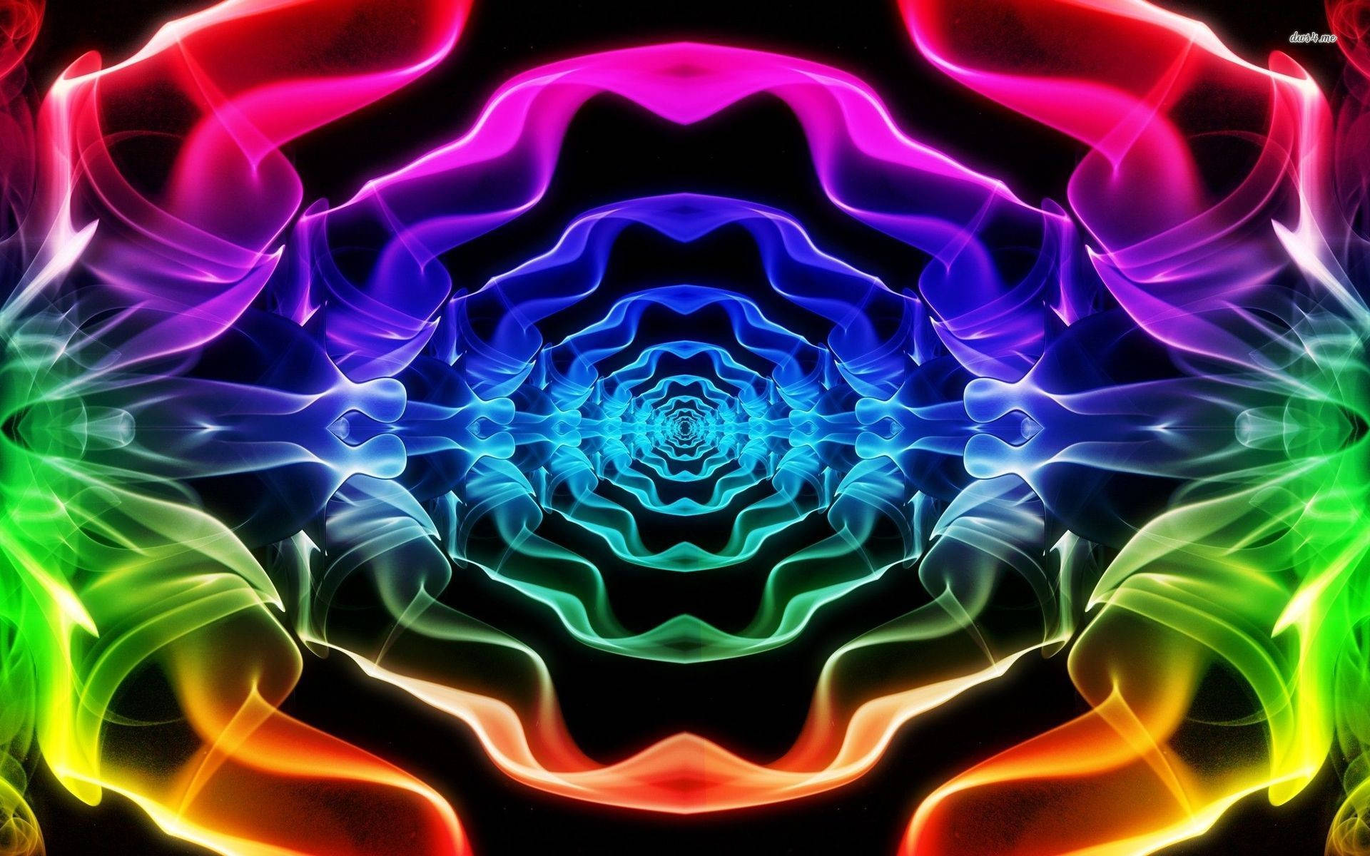 neon rainbow web, fractal waves, kaleidoscopic pattern, Full HD Desktop Wallpaper