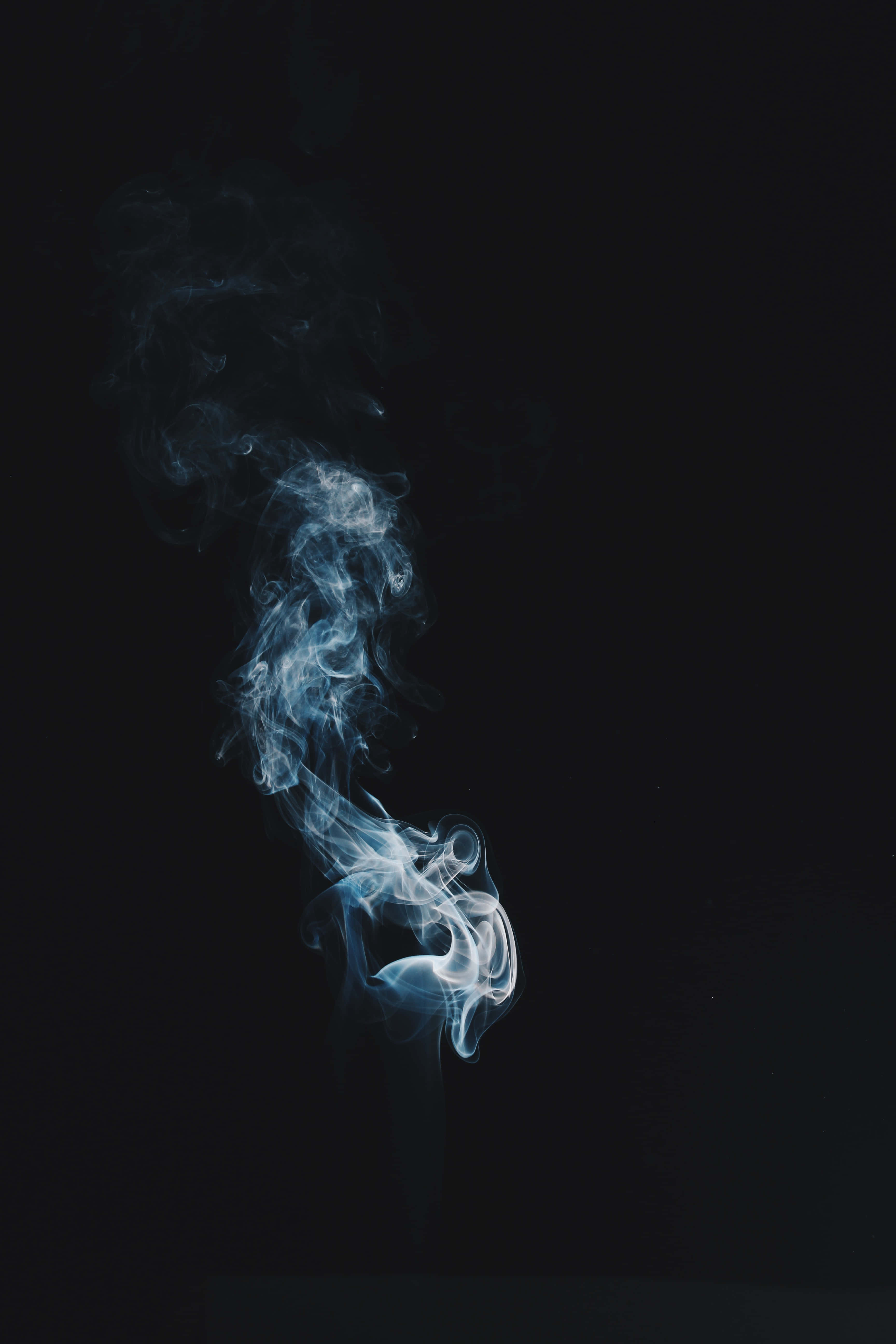 blue-white smoke, black background, smoke trail, 5K Phone Wallpaper