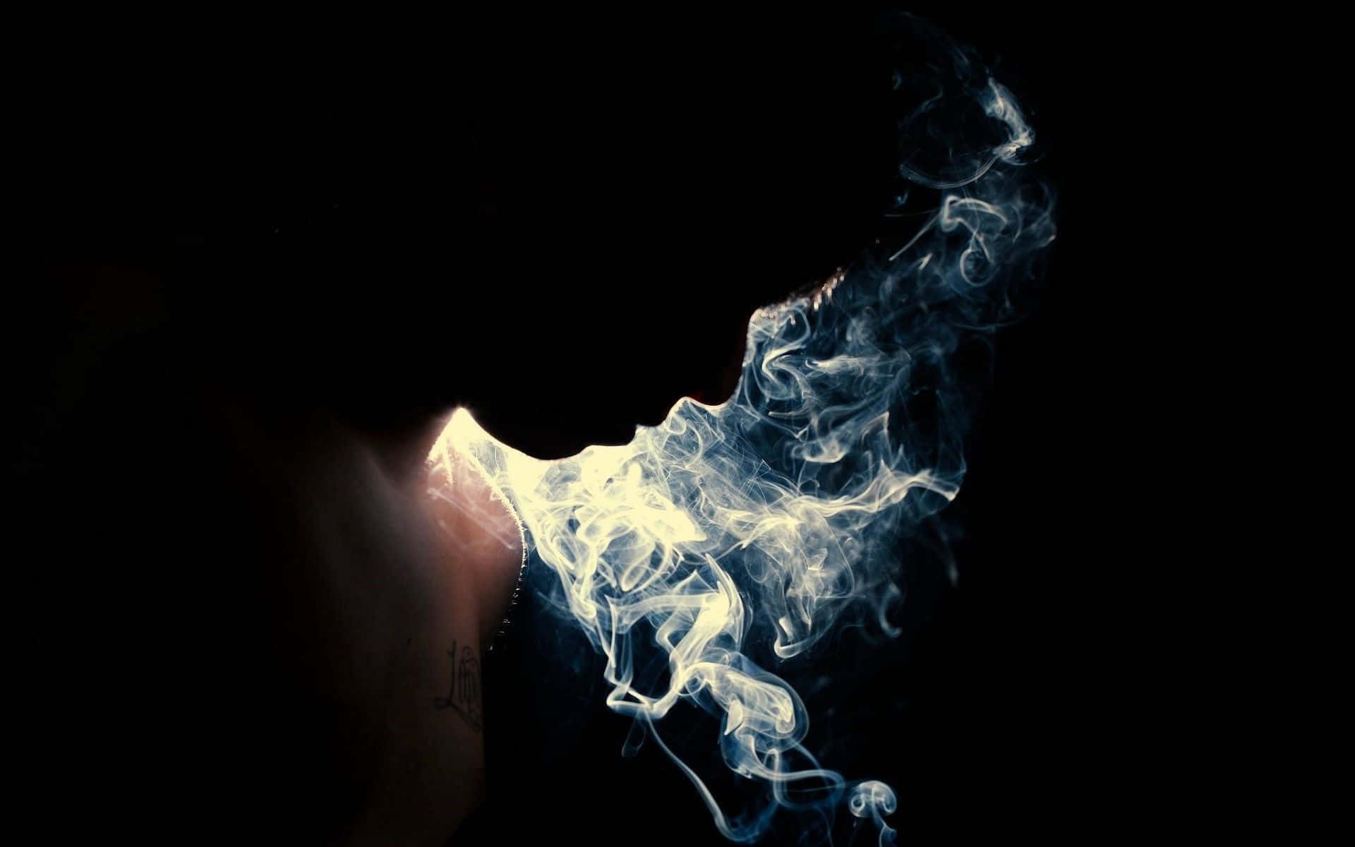 Smoke Tumblr, luminous plume of smoke, stark black background, Full HD Desktop Wallpaper
