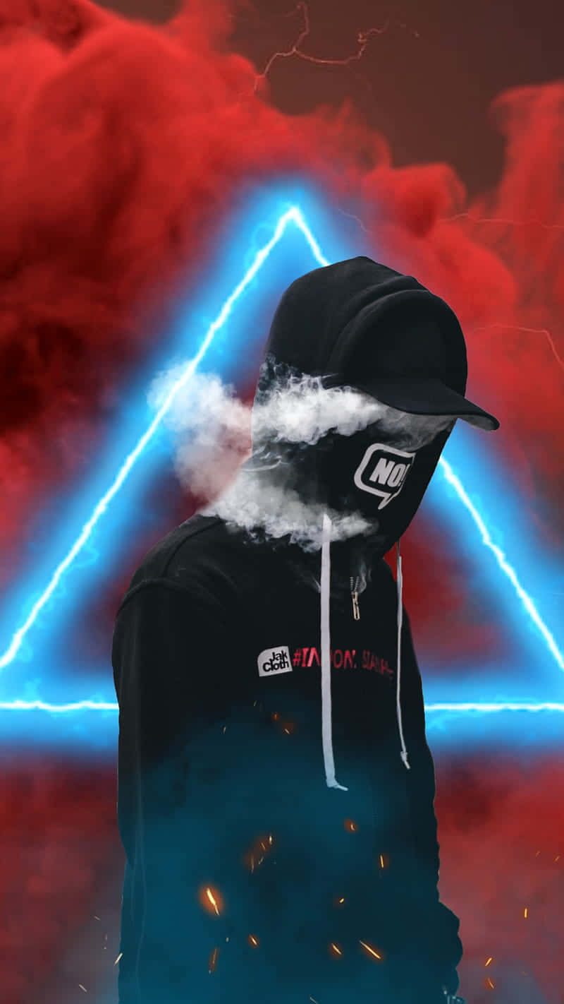 Smoke Tumblr, fiery red backdrop, electric blue lightning, HD Phone Wallpaper