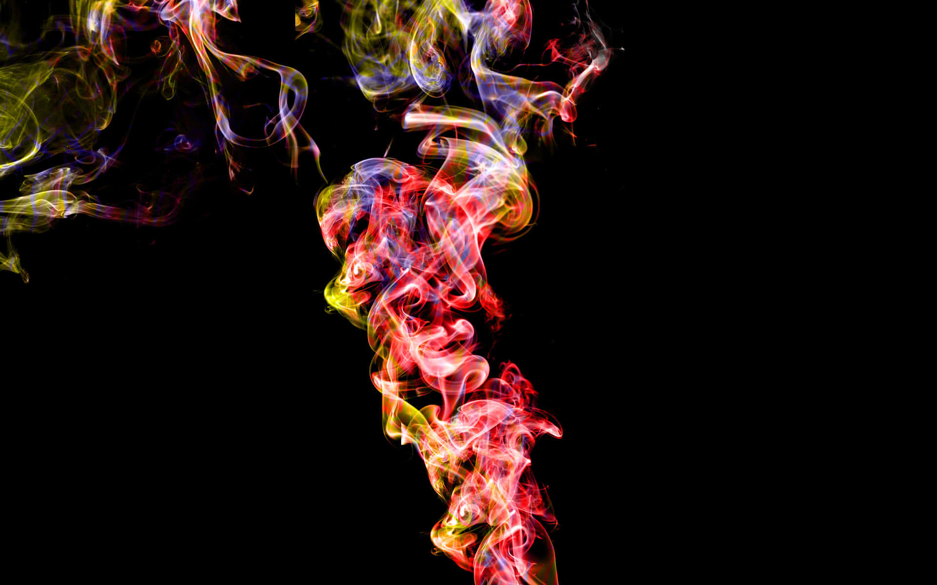 neon-colored smoke, dynamic swirls, pure black background, Full HD Desktop Wallpaper