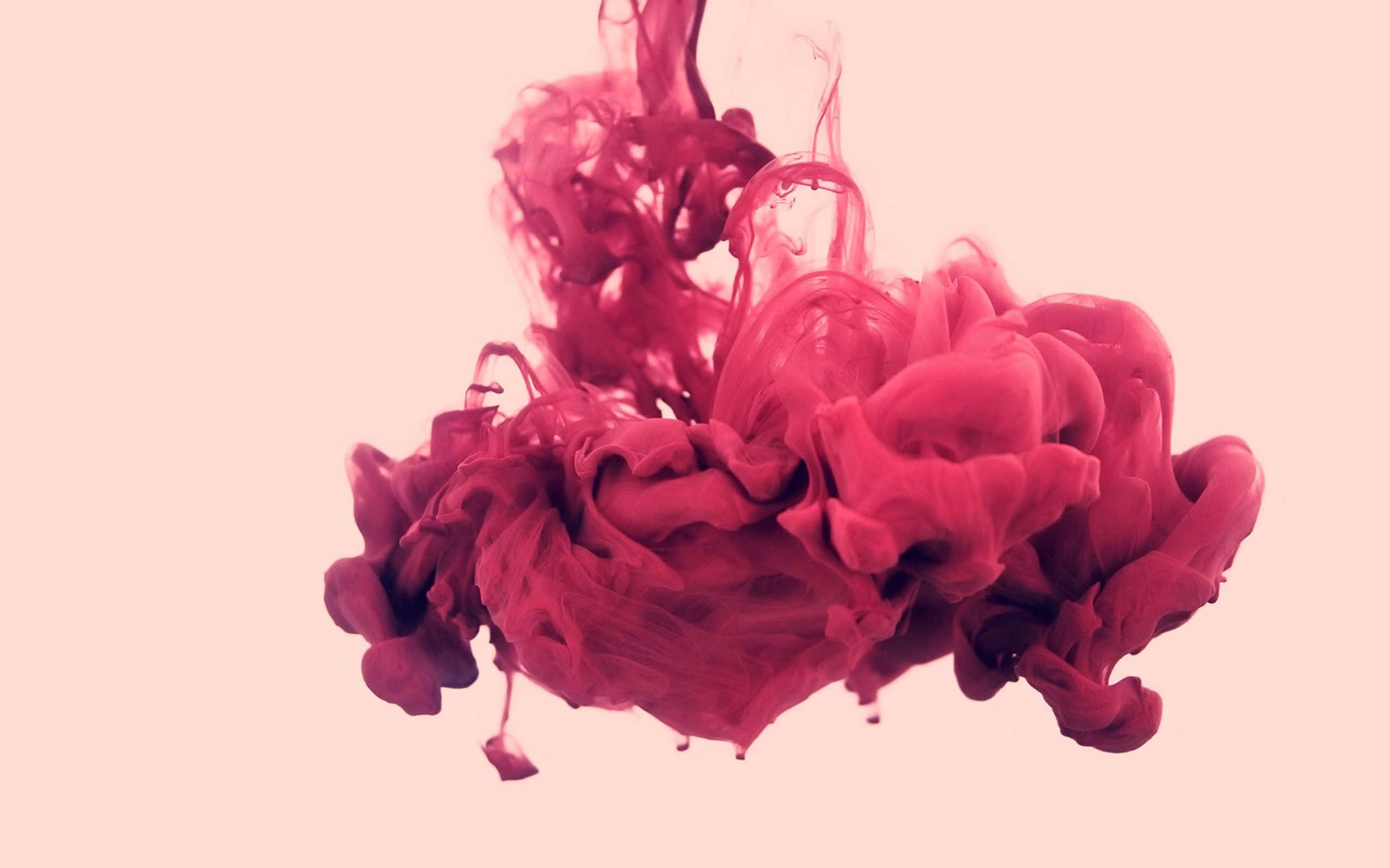crimson ink, peach background, fluid abstract composition, 2K Desktop Wallpaper