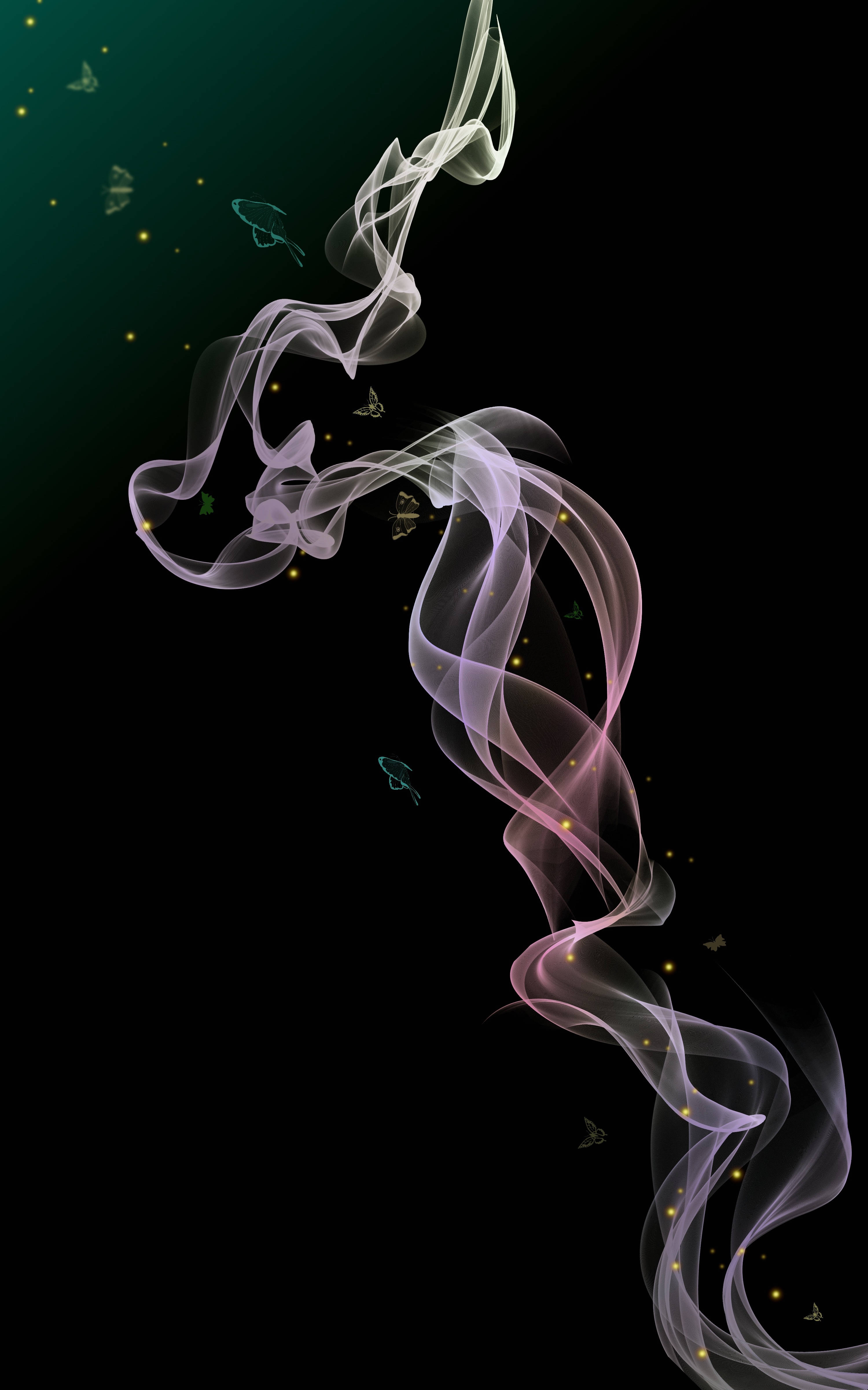 wispy smoke, glowing smoke, dark gradient backdrop, 4K Phone Wallpaper