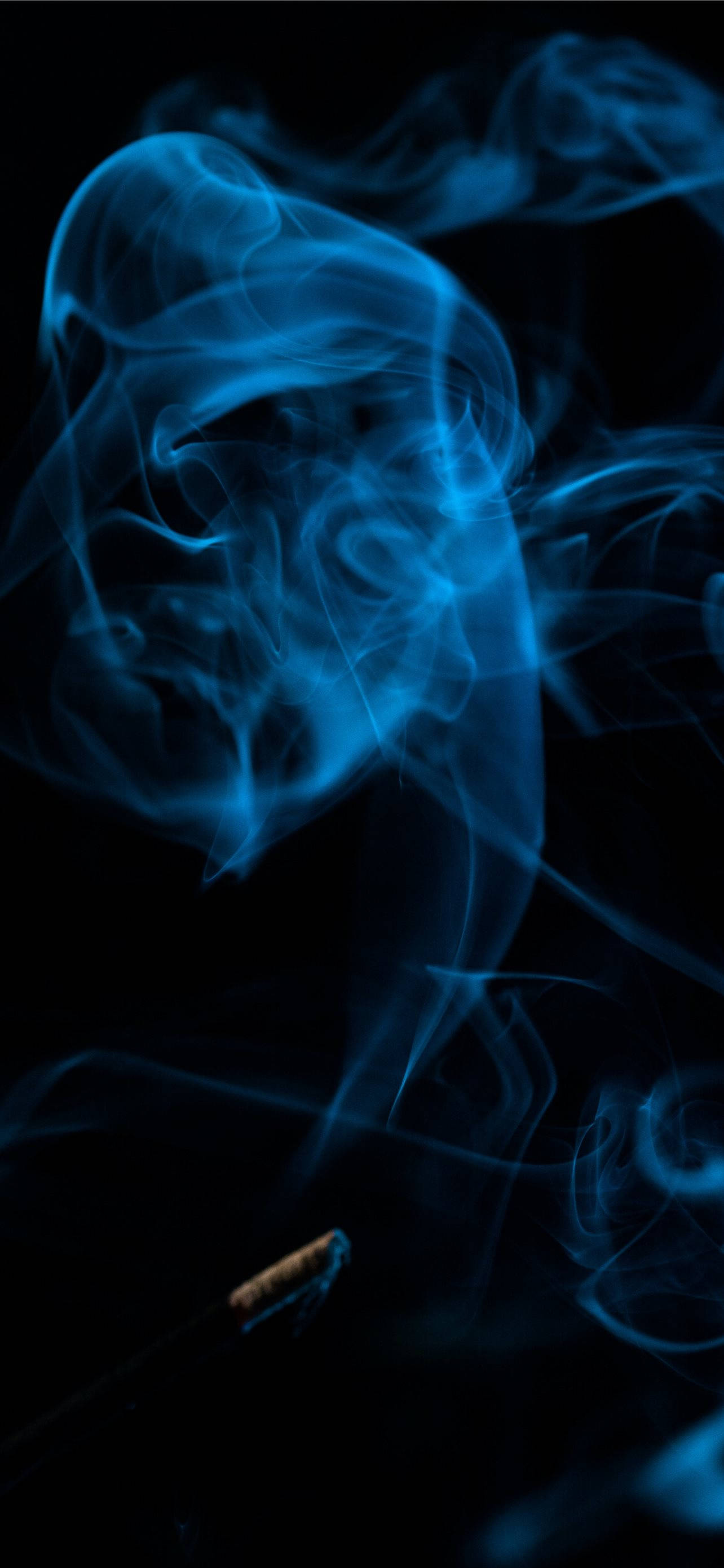 blue smoke, iPhone Dark, pitch black background, 2K Phone Wallpaper