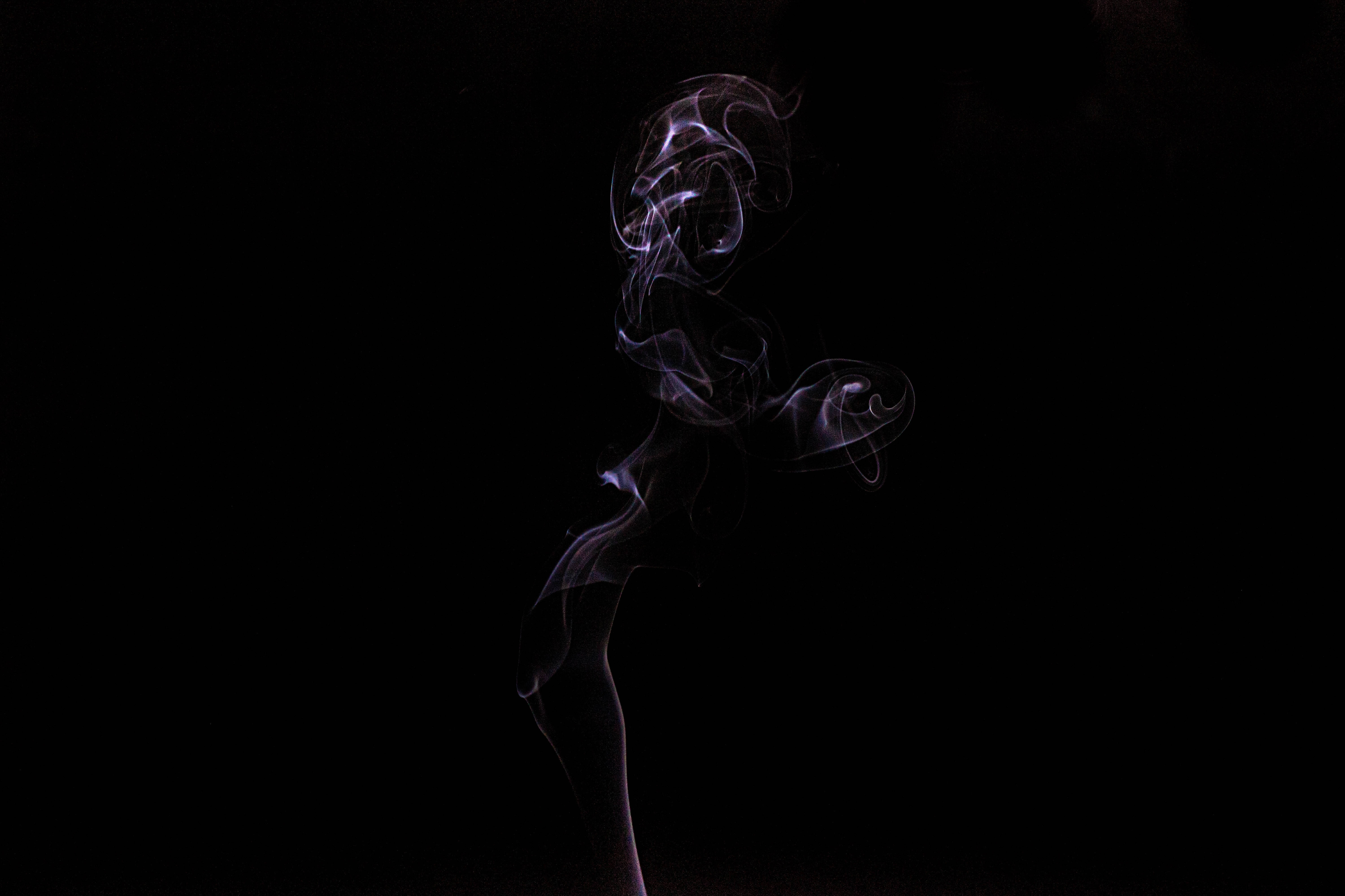 purple smoke, black backdrop, abstract dance, 5K Desktop Wallpaper