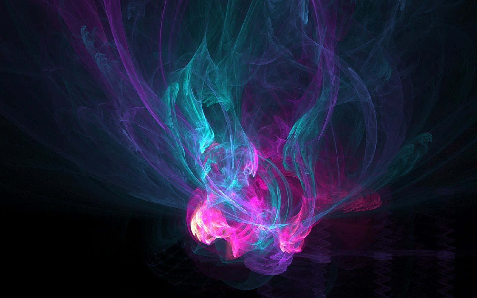 neon pink, teal, fractal smoke, HD Desktop Wallpaper