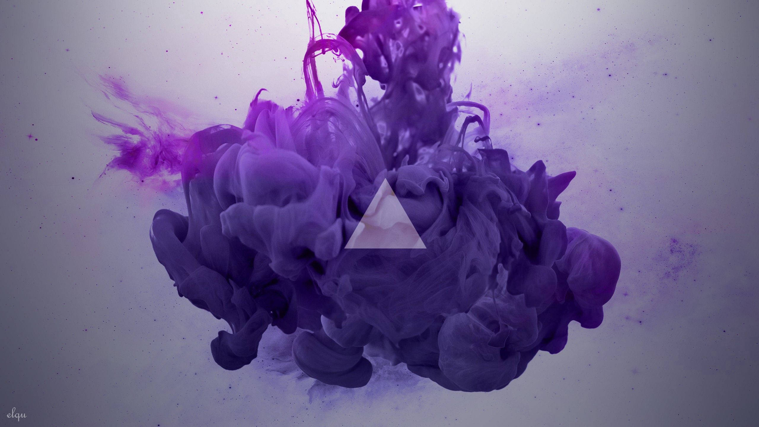 purple smoke, triangle, white triangle, 2K Desktop Wallpaper