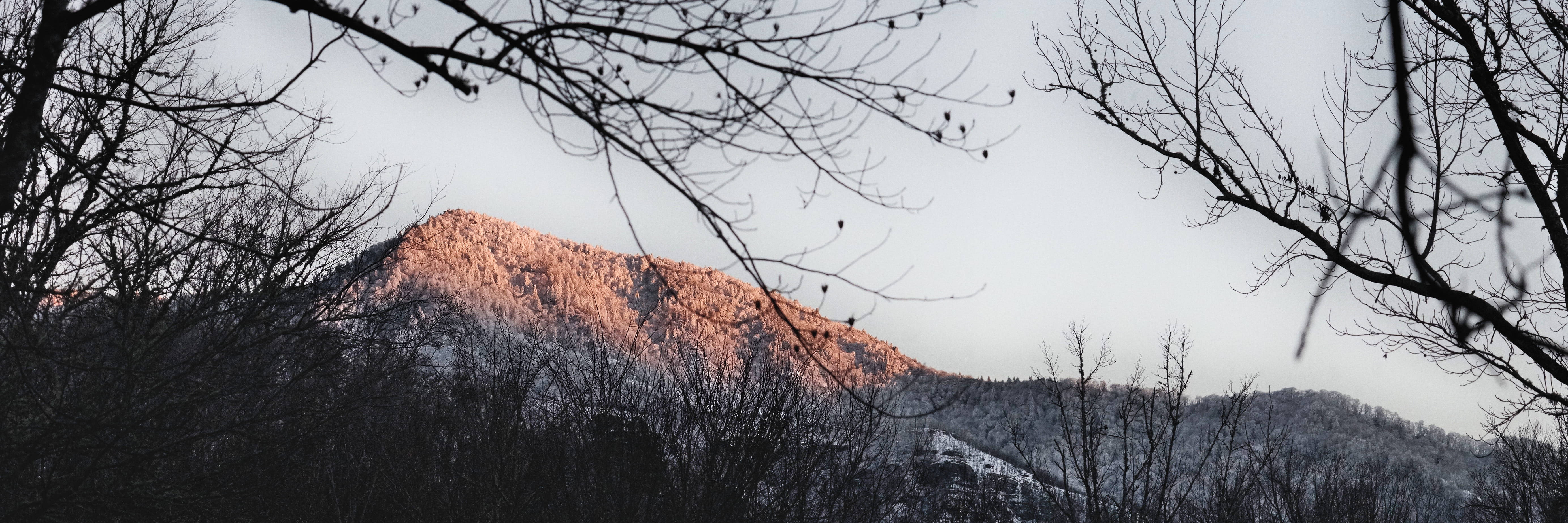 Smoky Mountains, sunset, snow covered mountain ridge, 5K Desktop Wallpaper