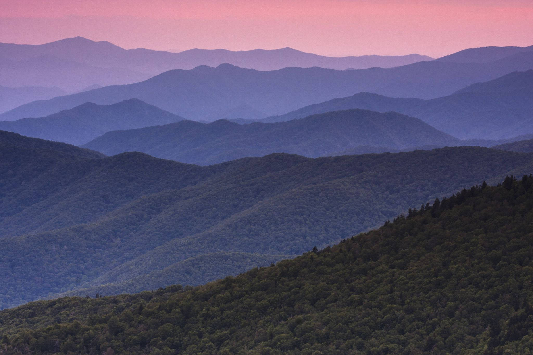 Smoky Mountains, pink, purple, Full HD Desktop Wallpaper