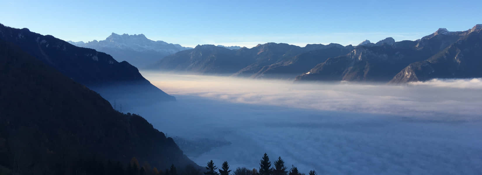 misty mountain valley, sea of mist, valley, HD Desktop Wallpaper