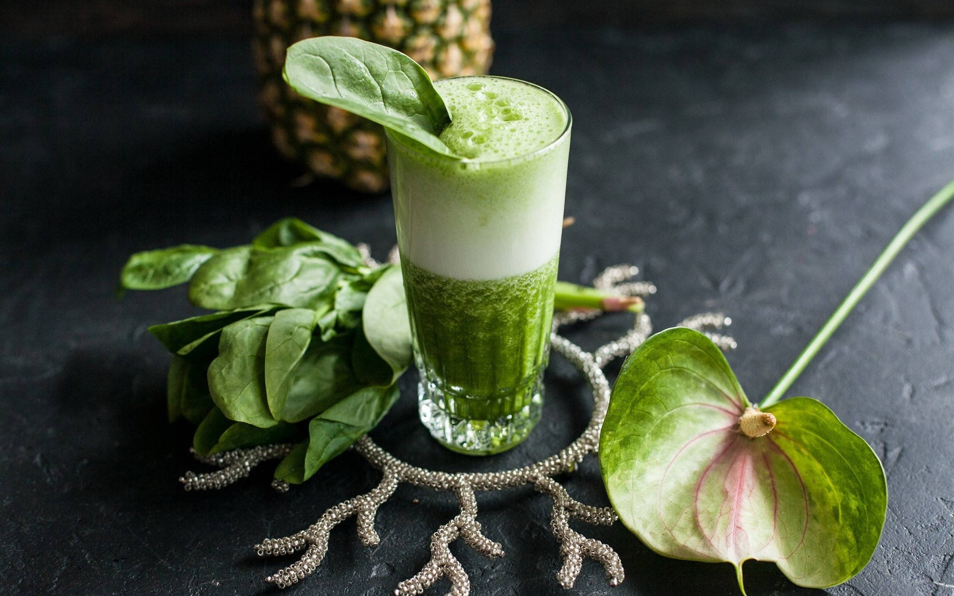 smoothie, spinach, glass, Full HD Desktop Wallpaper