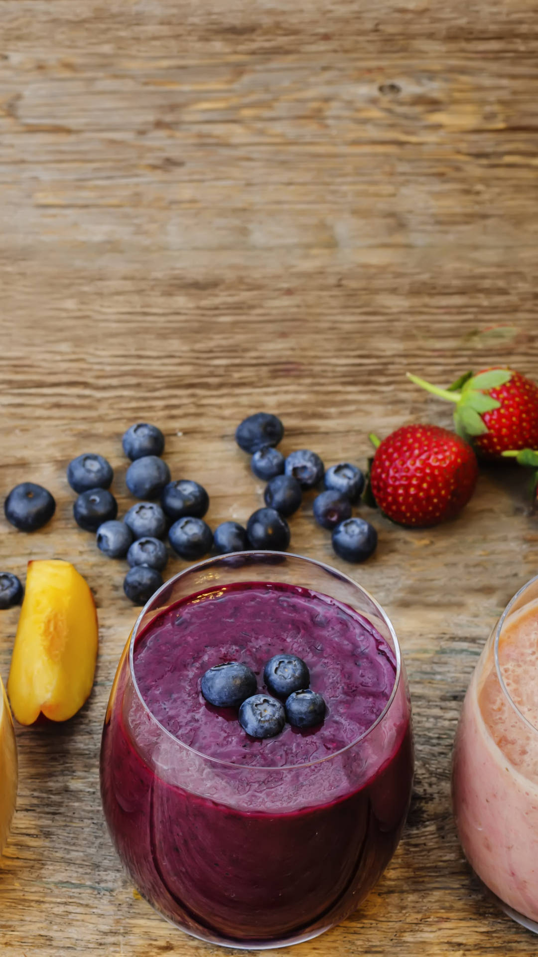 dark purple smoothie, blueberries, strawberries, Full HD Phone Wallpaper