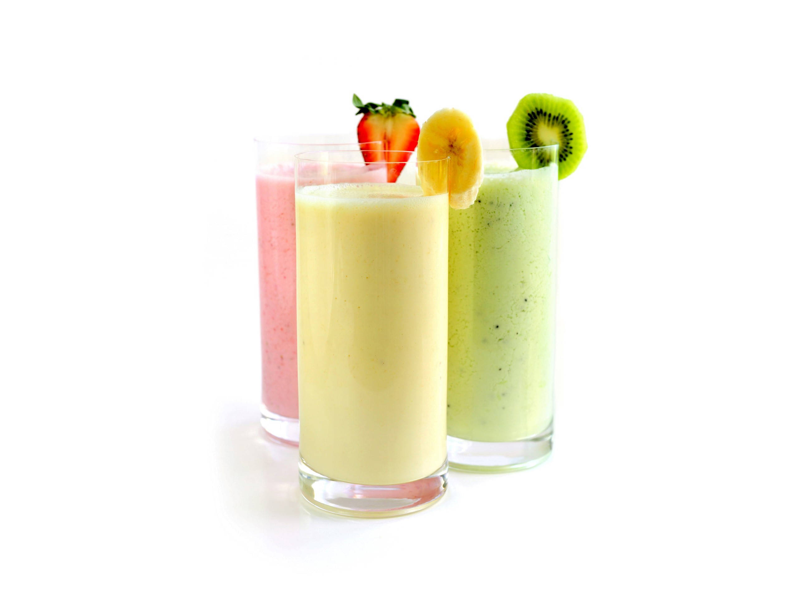 smoothies, tall glasses, strawberry, 2K Desktop Wallpaper