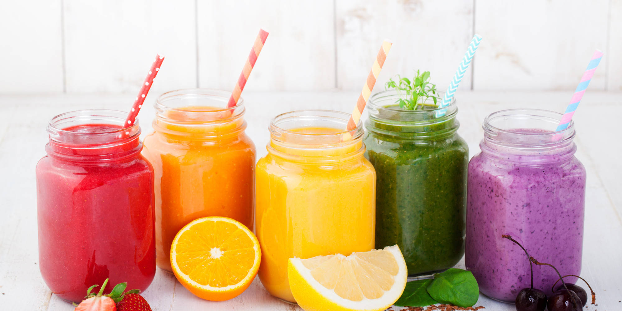 smoothies, mason jars, striped straws, Full HD Desktop Wallpaper