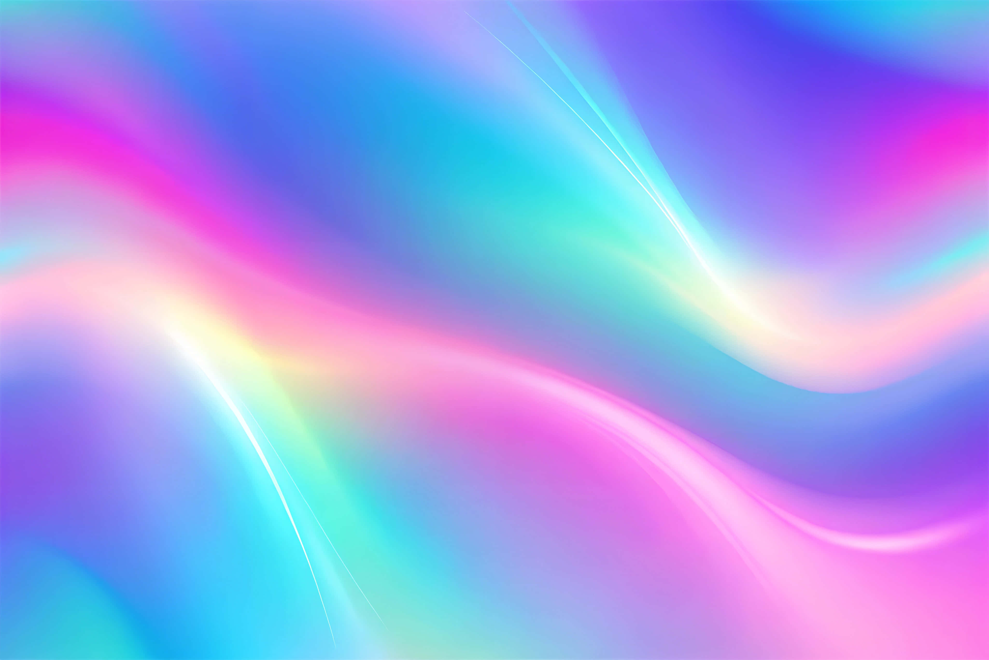holographic pink blue and purple gradient, white background, vibrant fluid waves, 4K Desktop Wallpaper