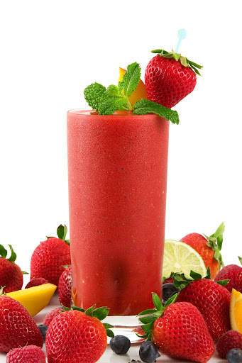 red smoothie, frozen strawberry smoothie, mint, SD Phone Wallpaper