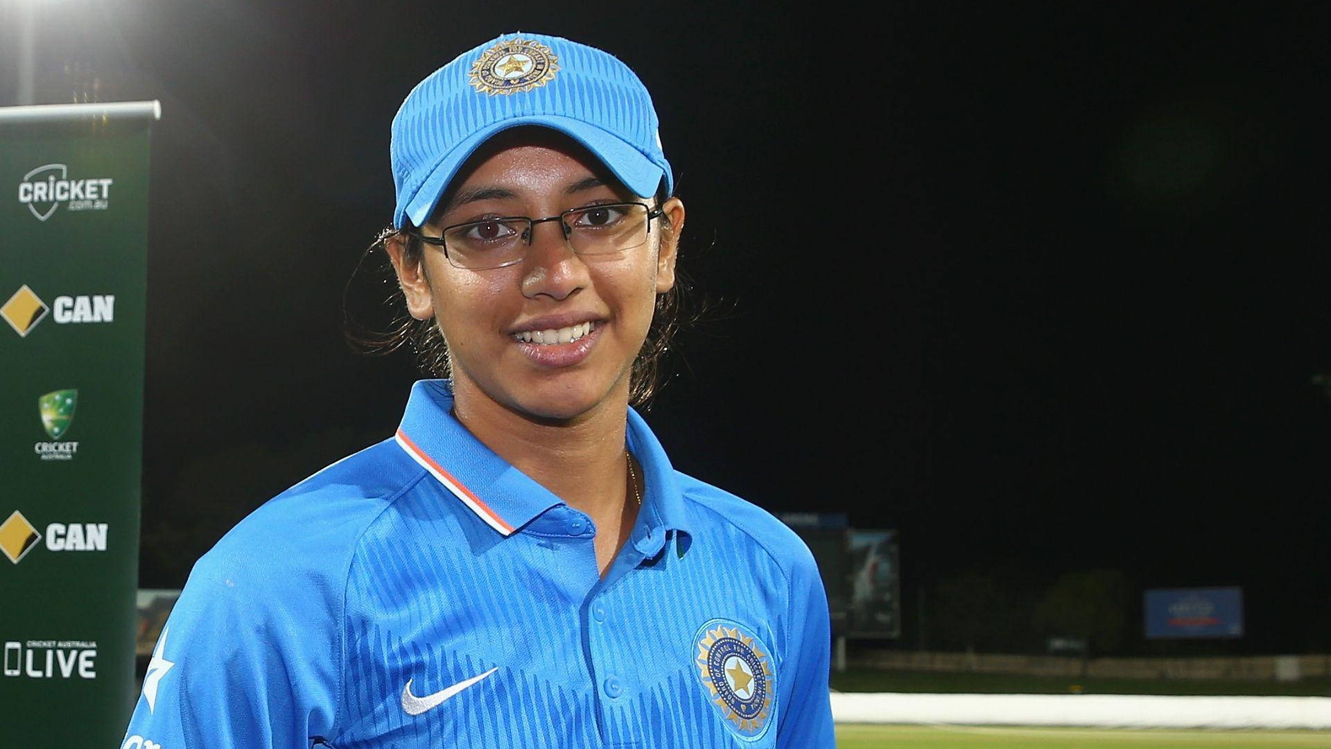 Smriti Mandhana, blue uniform, cap, Full HD Desktop Wallpaper