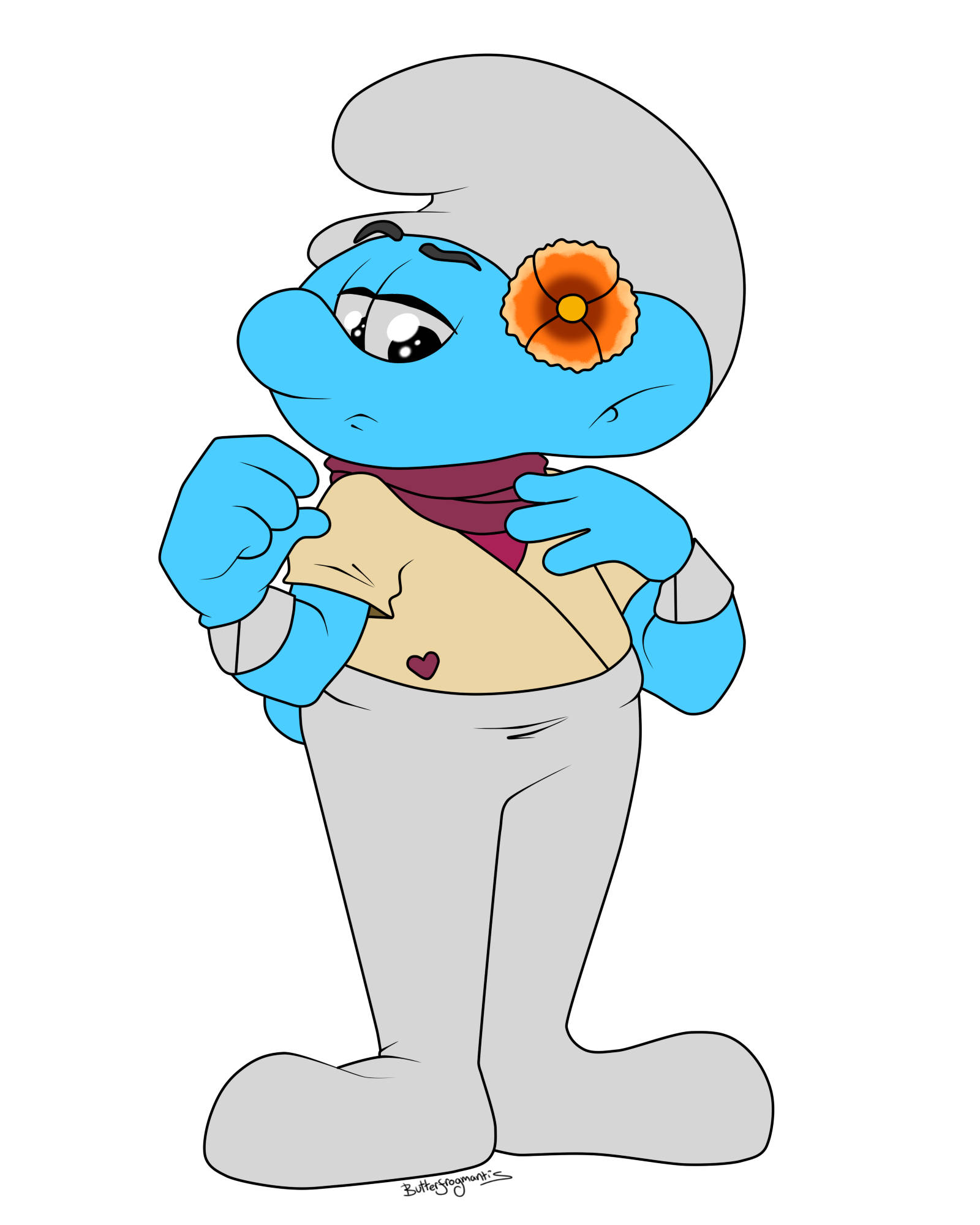 Smurfs, blue smurf, flower in his hat, Full HD Phone Wallpaper