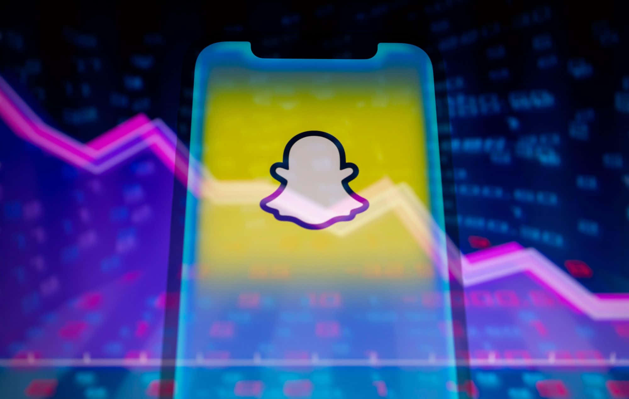Snapchat logo, smartphone, neon pink, Full HD Desktop Wallpaper