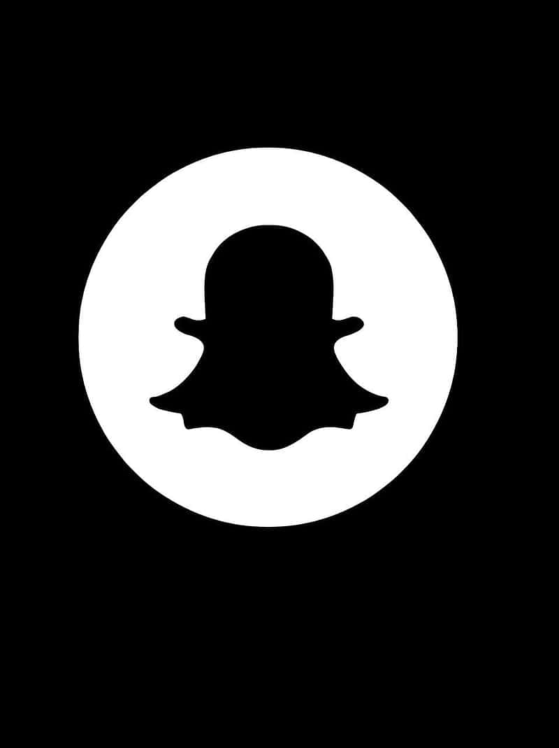 Snapchat Logo, black ghost silhouette, white circle, SD Phone Wallpaper