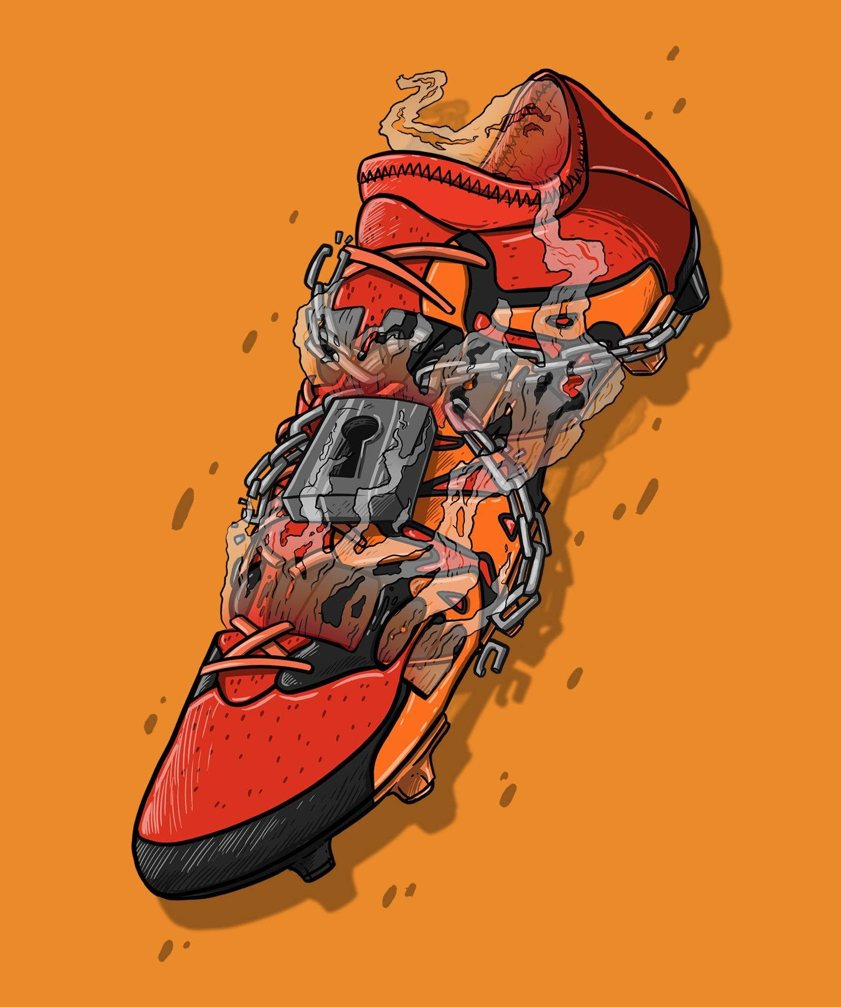 sneaker, red, orange, Full HD Phone Wallpaper