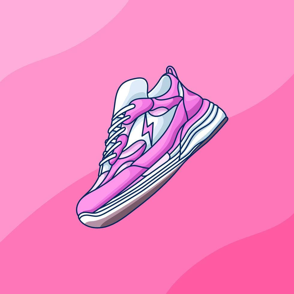 Pink Cartoon Sneaker, vibrant pink and white, lightning bolt design, SD Desktop Wallpaper
