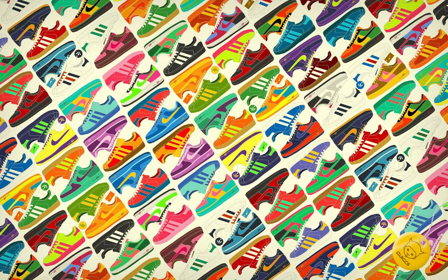 colorful pattern, sneakers, cream background, HD Desktop Wallpaper